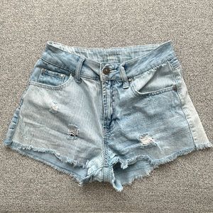 Striped denim shorts